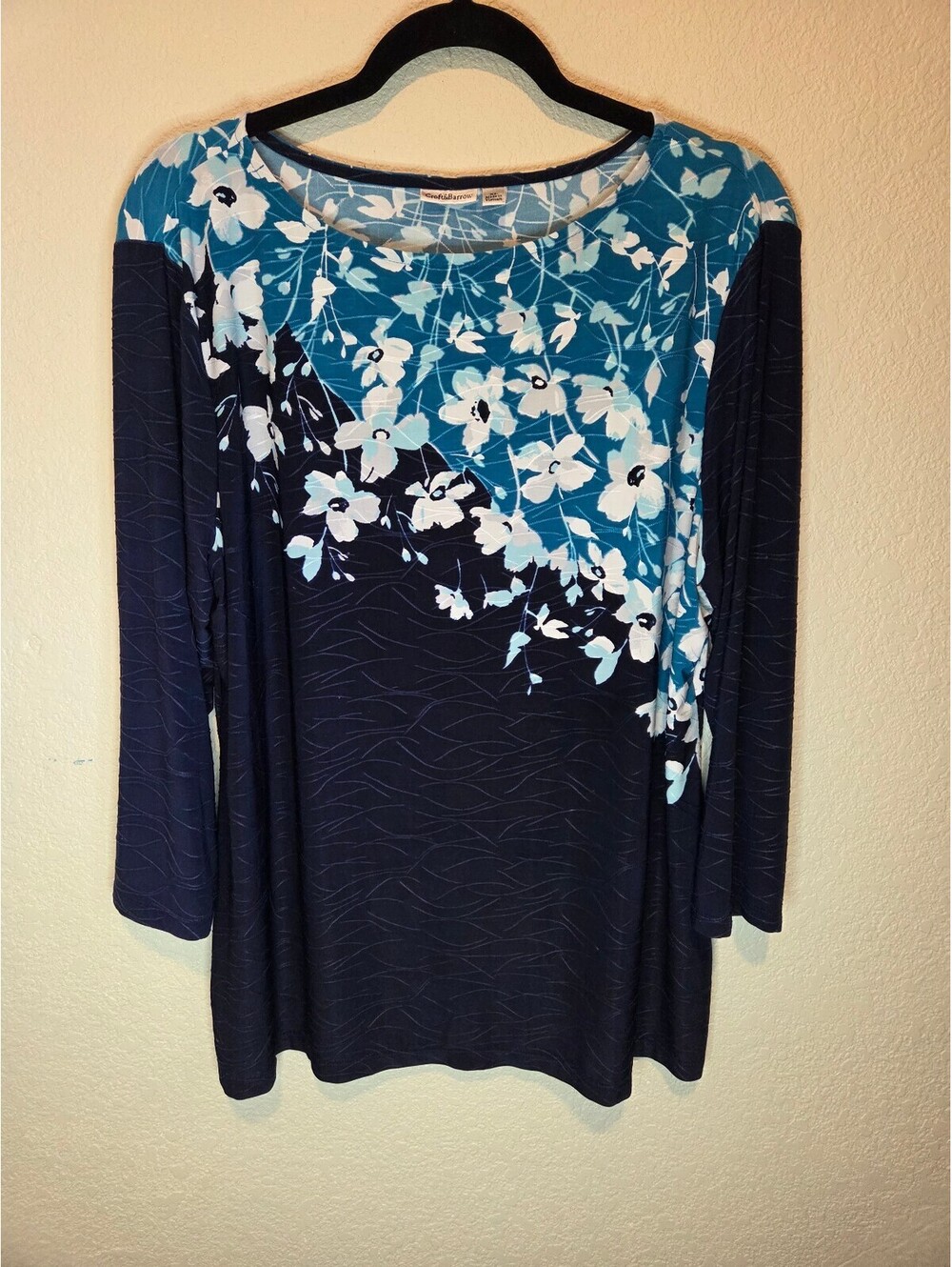 Croft & Barrow Women's XL Navy Blue Floral Long Sleeve Top